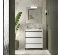 Meuble salle de bains 80cm 3 tiroirs White Satin ATTILA - SALGAR 105212