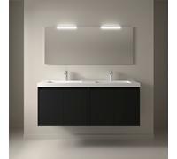 Meuble salle de bains et miroir 140cm 4 portes Black Satin NOJA - SALGAR 105311