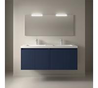Meuble salle de bains et miroir 140cm 4 portes Blue Satin NOJA - SALGAR 105312
