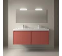 Meuble salle de bains et miroir 140cm 4 portes Red Satin NOJA - SALGAR 105314