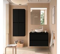 Meuble salle de bains et plan de toilette 100cm 2 tiroirs Black Satin NOJA - SALGAR 105509
