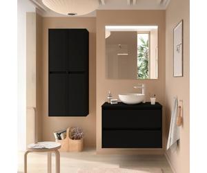 Meuble salle de bains et plan de toilette 100cm 2 tiroirs Black Satin NOJA - SALGAR 105509