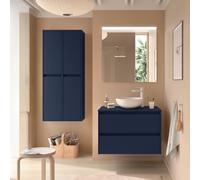 Meuble salle de bains et plan de toilette 100cm 2 tiroirs Blue Satin NOJA - SALGAR 105510