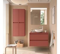 Meuble salle de bains et plan de toilette 100cm 2 tiroirs Red Satin NOJA - SALGAR 105512