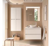 Meuble salle de bains et plan de toilette 100cm 2 tiroirs White Satin NOJA - SALGAR 105508
