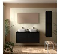 Meuble salle de bains et plan de toilette 120cm 2 tiroirs 2 portes Black Satin NOJA - SALGAR 113467