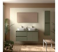 Meuble salle de bains et plan de toilette 120cm 2 tiroirs 2 portes Green Satin NOJA - SALGAR 113469