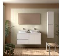 Meuble salle de bains et plan de toilette 120cm 2 tiroirs 2 portes White Satin NOJA - SALGAR 113466