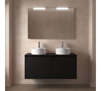 Meuble salle de bains et plan de toilette 120cm 4 portes Black Satin NOJA - SALGAR 105563