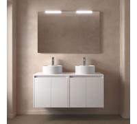 Meuble salle de bains et plan de toilette 120cm 4 portes Blanc Brillant NOJA - SALGAR 105561