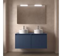 Meuble salle de bains et plan de toilette 120cm 4 portes Blue Satin NOJA - SALGAR 105564