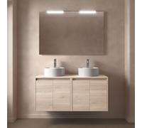Meuble salle de bains et plan de toilette 120cm 4 portes Chêne Naturel NOJA - SALGAR 105567