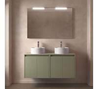 Meuble salle de bains et plan de toilette 120cm 4 portes Green Satin NOJA - SALGAR 105565