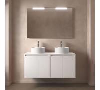 Meuble salle de bains et plan de toilette 120cm 4 portes White Satin NOJA - SALGAR 105562