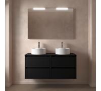 Meuble salle de bains et plan de toilette 120cm 4 tiroirs Black Satin NOJA - SALGAR 105518