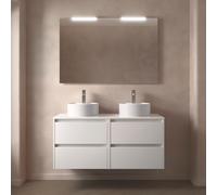Meuble salle de bains et plan de toilette 120cm 4 tiroirs Blanc Brillant NOJA - SALGAR 105516