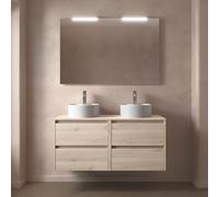 Meuble salle de bains et plan de toilette 120cm 4 tiroirs Chêne Naturel NOJA - SALGAR 105522