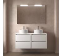 Meuble salle de bains et plan de toilette 120cm 4 tiroirs White Satin NOJA - SALGAR 105517