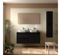 Meuble salle de bains et plan de toilette 140cm 2 tiroirs 2 portes Black Satin NOJA - SALGAR 113476