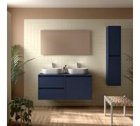 Meuble salle de bains et plan de toilette 140cm 2 tiroirs 2 portes Blue Satin NOJA - SALGAR 113477