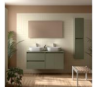 Meuble salle de bains et plan de toilette 140cm 2 tiroirs 2 portes Green Satin NOJA - SALGAR 113478
