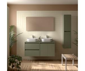 Meuble salle de bains et plan de toilette 140cm 2 tiroirs 2 portes Green Satin NOJA - SALGAR 113478