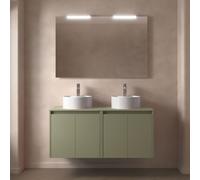 Meuble salle de bains et plan de toilette 140cm 4 portes Green Satin NOJA - SALGAR 105574