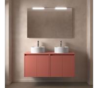 Meuble salle de bains et plan de toilette 140cm 4 portes Red Satin NOJA - SALGAR 105575