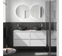 Meuble salle de bains et plan de toilette 140cm 4 tiroirs Blanc Brillant NOJA - SALGAR 105525