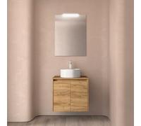 Meuble salle de bains et plan de toilette 60cm 2 portes Chêne Africain NOJA - SALGAR 105541
