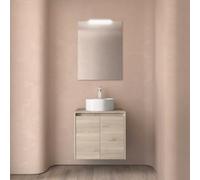 Meuble salle de bains et plan de toilette 60cm 2 portes Chêne Naturel NOJA - SALGAR 105540