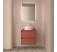 Meuble salle de bains et plan de toilette 60cm 2 tiroirs Red Satin NOJA - SALGAR 105458