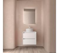 Meuble salle de bains et plan de toilette 60cm 2 tiroirs White Satin NOJA - SALGAR 105454
