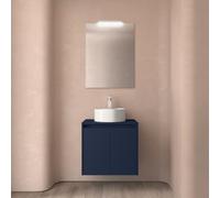 Meuble salle de bains et plan de toilette 70cm 2 portes Blue Satin NOJA - SALGAR 105546