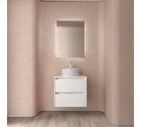 Meuble salle de bains et plan de toilette 70cm 2 tiroirs Blanc Brillant NOJA - SALGAR 105462