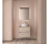 Meuble salle de bains et plan de toilette 70cm 2 tiroirs Chêne Naturel NOJA - SALGAR 105468