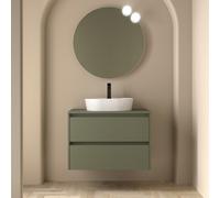 Meuble salle de bains et plan de toilette 80cm 2 tiroirs Green Satin NOJA - SALGAR 105475