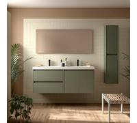 Meuble salle de bains et plan de vasque 140cm 2 tiroirs 2 portes Green Satin NOJA - SALGAR 113460