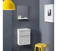 Meuble Salle De Bains Gain De Place 42 X 106,50 Cm En Chene Blanchi