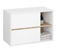 Meuble salle de bains VAMI sans vasque suspendu Blanc et Chêne Sonoma 90 cm 2 tiroirs 2 étagères 90x45,5x60 cm