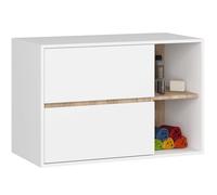 Meuble salle de bains VAMI suspendu sans vasque Blanc et Chêne Sonoma 90 cm 2 tiroirs 2 étagères 90x45 5x60 cm