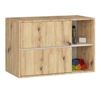 Meuble salle de bains VAMI suspendu sans vasque Chêne Artisan Cachmire 90 cm 2 tiroirs 2 étagères 90x45 5x60 cm