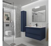 Meuble salle de bains + Vasque 100cm 2 tiroirs Blue Satin ATTILA - SALGAR 104916