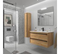 Meuble salle de bains + Vasque 100cm 2 tiroirs Chêne Africain ATTILA - SALGAR 104920