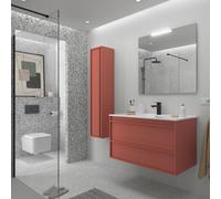 Meuble salle de bains + Vasque 100cm 2 tiroirs Red Satin ATTILA - SALGAR 104918
