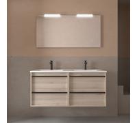 Meuble salle de bains + Vasque 120cm 4 tiroirs Chêne Naturel ATTILA - SALGAR 104927