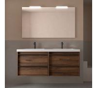 Meuble salle de bains + Vasque 140cm 4 tiroirs Noyer Maya ATTILA - SALGAR 104937