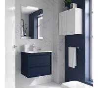 Meuble salle de bains + Vasque 60cm 2 tiroirs Blue Satin ATTILA - SALGAR 104890