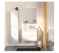Meuble simple vasque 60cm avec vasque, miroir et colonne SORRENTO Blanc