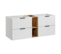 Meuble sous double vasque ADEL BLANC avec l'étagère - extension CHÊNE 140 cm